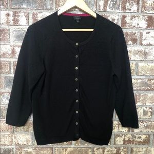 Talbots Pima Cotton Black Cardigan Large